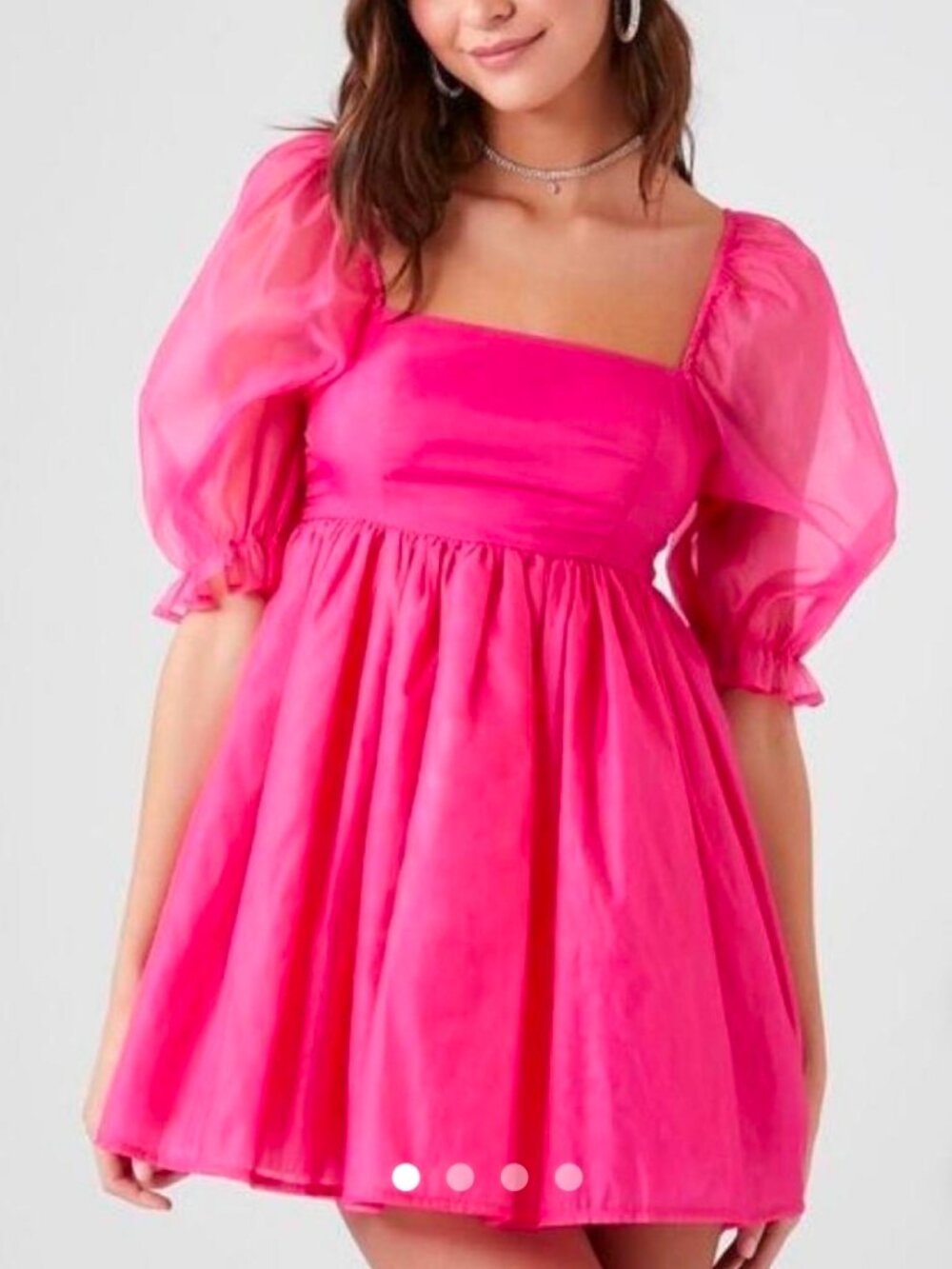 Forever 21 Puffy Babydoll Hot Pink Fuschia Pink Mini Dress